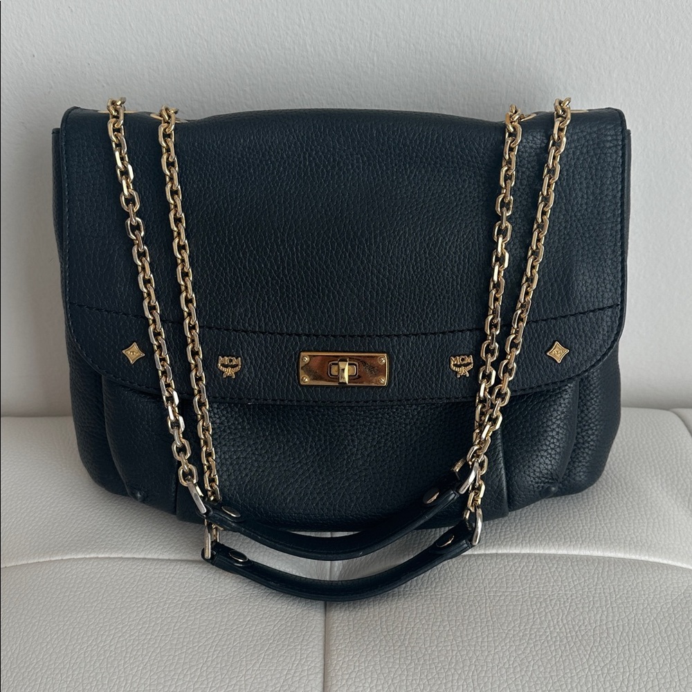 EUC MCM Leather Two-Way Bag/Charms Shoulder Bag